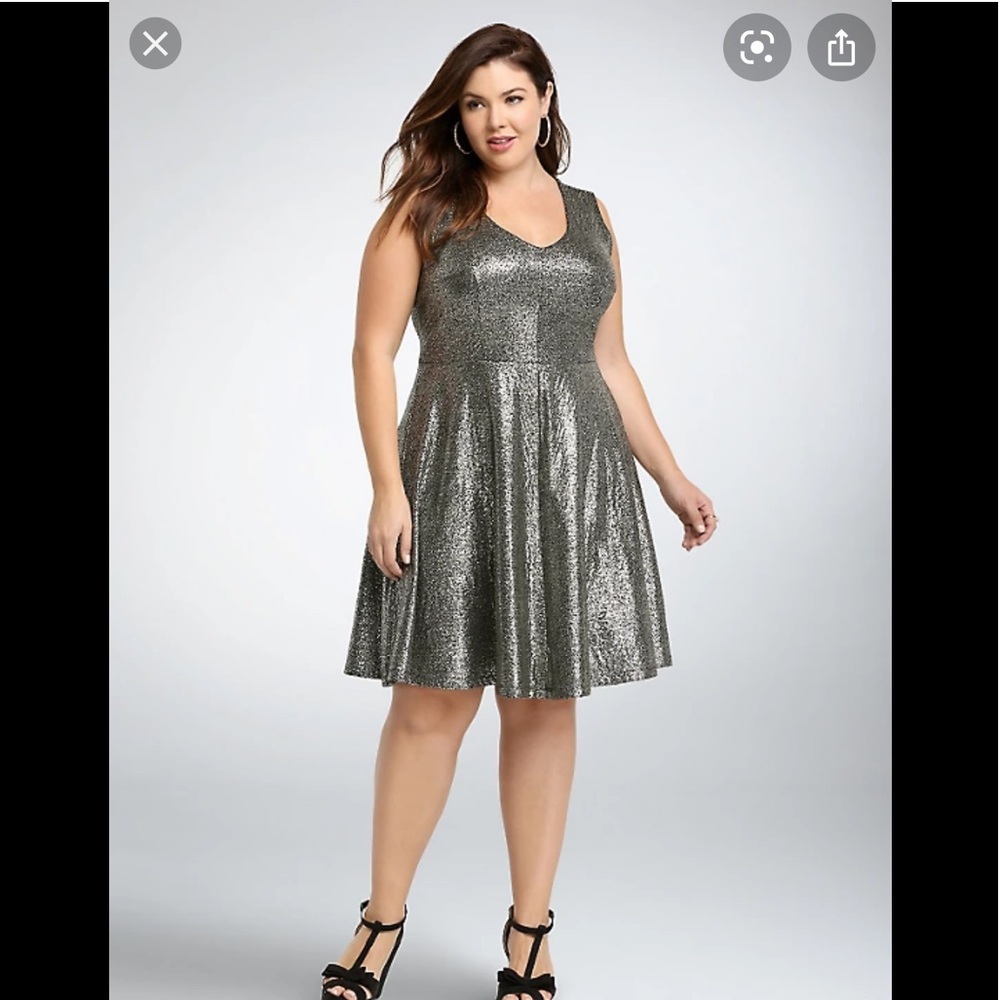 Foil Textured Sleeveless Skater Dress
